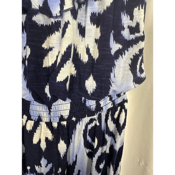INC International Concepts Off the Shoulder Ruffle Blue Ikat Maxi Dress Sz S - Picture 6 of 14